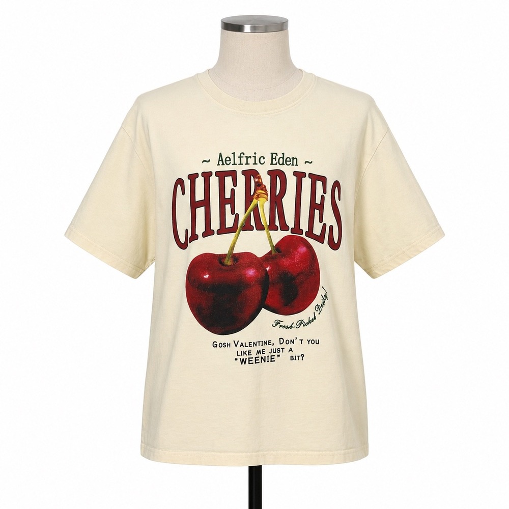 Aelfric Eden Cherries Graphic Tee Unisex XS Oversized T-Shirt Skater Streetwear